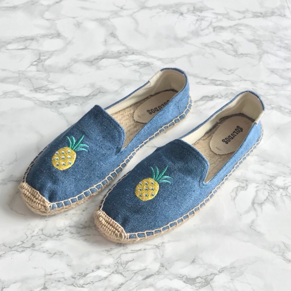 New Soludos denim pineapple slip on - Picture 1 of 4